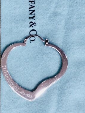 Tiffany & Co. Vintage Sterling Silver Heart Pierced Hoop Earrings